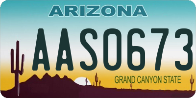 AZ license plate AAS0673