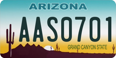 AZ license plate AAS0701