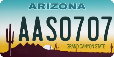 AZ license plate AAS0707