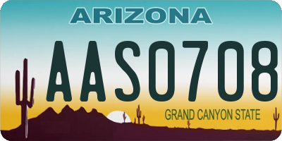 AZ license plate AAS0708