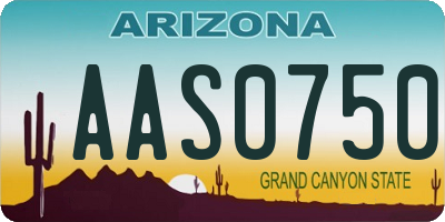 AZ license plate AAS0750