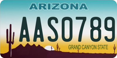 AZ license plate AAS0789