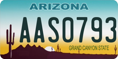 AZ license plate AAS0793