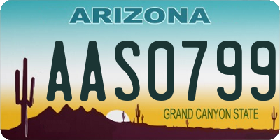 AZ license plate AAS0799