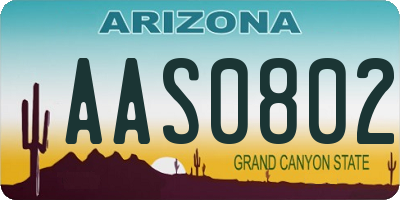 AZ license plate AAS0802