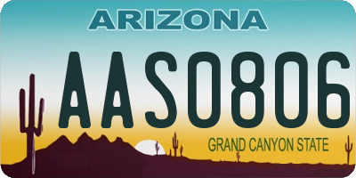 AZ license plate AAS0806