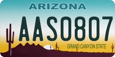 AZ license plate AAS0807
