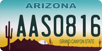 AZ license plate AAS0816