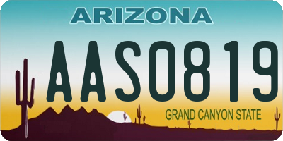 AZ license plate AAS0819