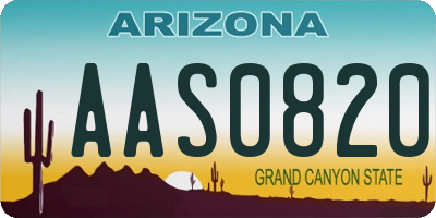 AZ license plate AAS0820