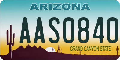AZ license plate AAS0840