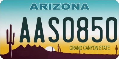 AZ license plate AAS0850