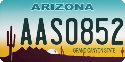 AZ license plate AAS0852