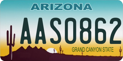 AZ license plate AAS0862
