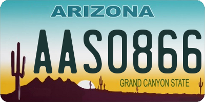 AZ license plate AAS0866
