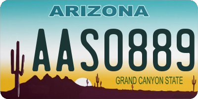 AZ license plate AAS0889