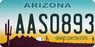 AZ license plate AAS0893