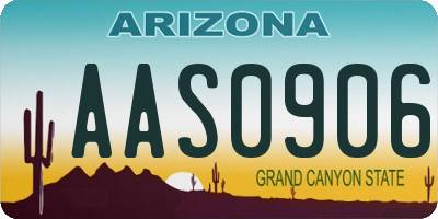 AZ license plate AAS0906
