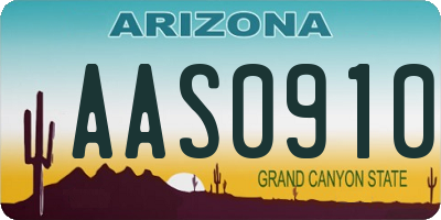 AZ license plate AAS0910
