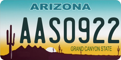 AZ license plate AAS0922