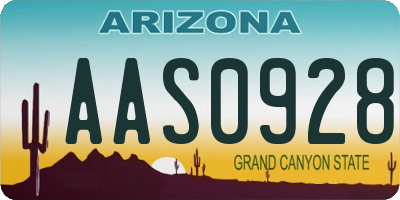 AZ license plate AAS0928