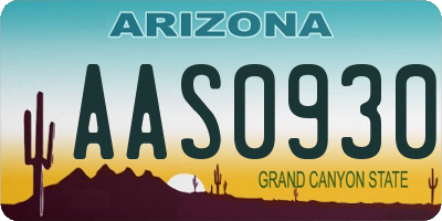 AZ license plate AAS0930