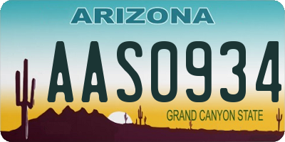 AZ license plate AAS0934
