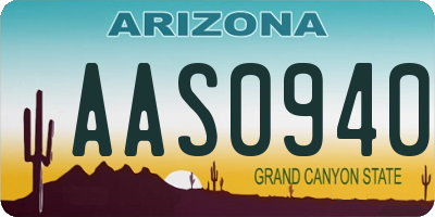 AZ license plate AAS0940