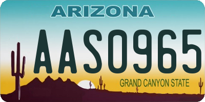 AZ license plate AAS0965