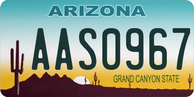AZ license plate AAS0967