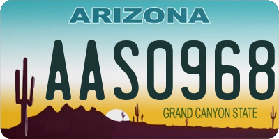 AZ license plate AAS0968