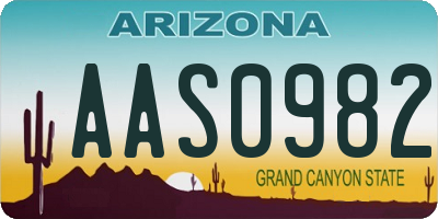 AZ license plate AAS0982