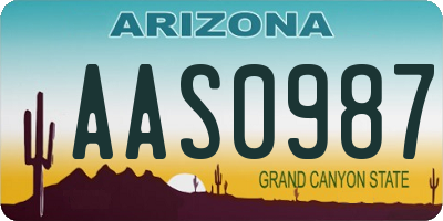 AZ license plate AAS0987