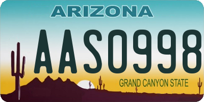 AZ license plate AAS0998