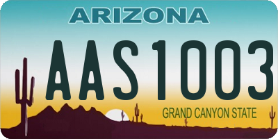 AZ license plate AAS1003