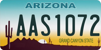 AZ license plate AAS1072