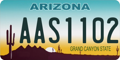 AZ license plate AAS1102