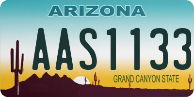 AZ license plate AAS1133