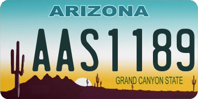 AZ license plate AAS1189