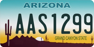 AZ license plate AAS1299