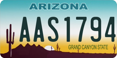 AZ license plate AAS1794