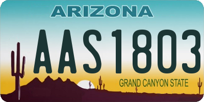 AZ license plate AAS1803