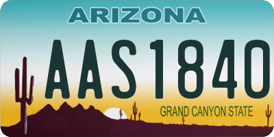 AZ license plate AAS1840