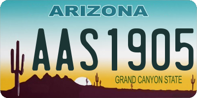 AZ license plate AAS1905
