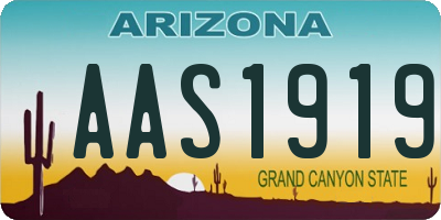 AZ license plate AAS1919
