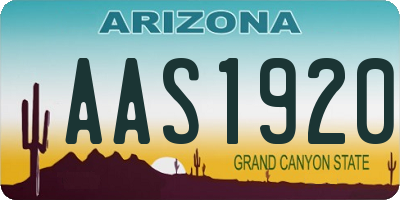AZ license plate AAS1920