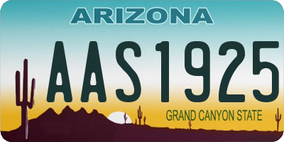 AZ license plate AAS1925