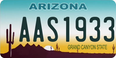 AZ license plate AAS1933