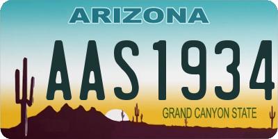 AZ license plate AAS1934