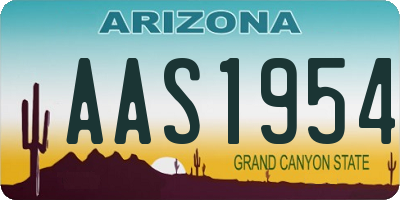 AZ license plate AAS1954